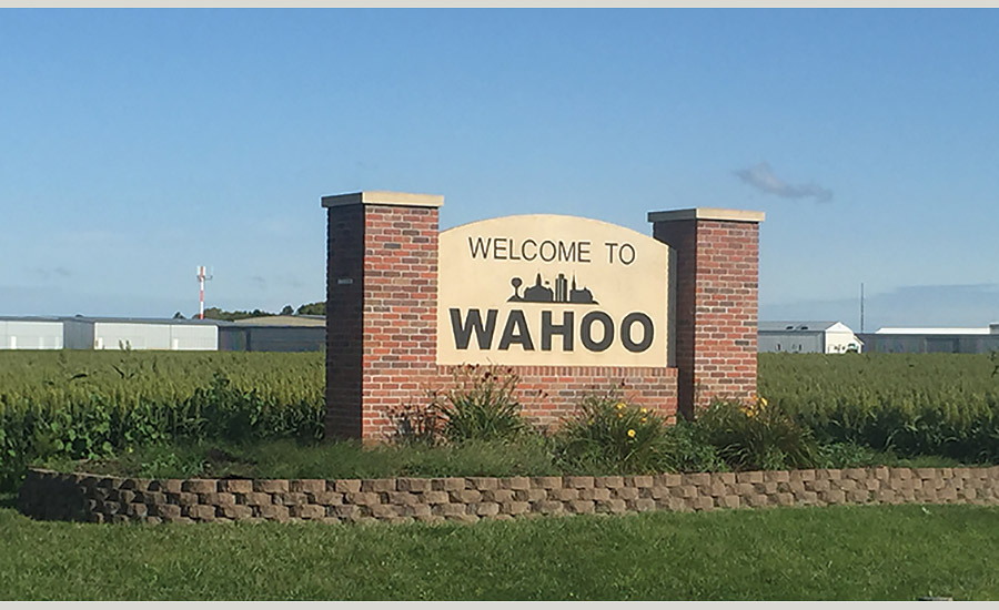 Welcome to Wahoo sign, Wahoo, Nebraska