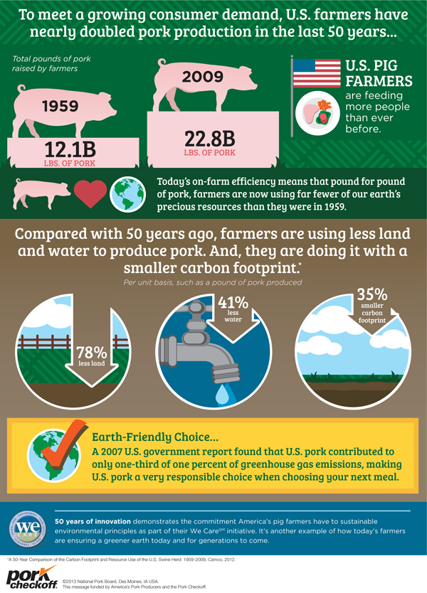 pork production infographic, protein by the numbers