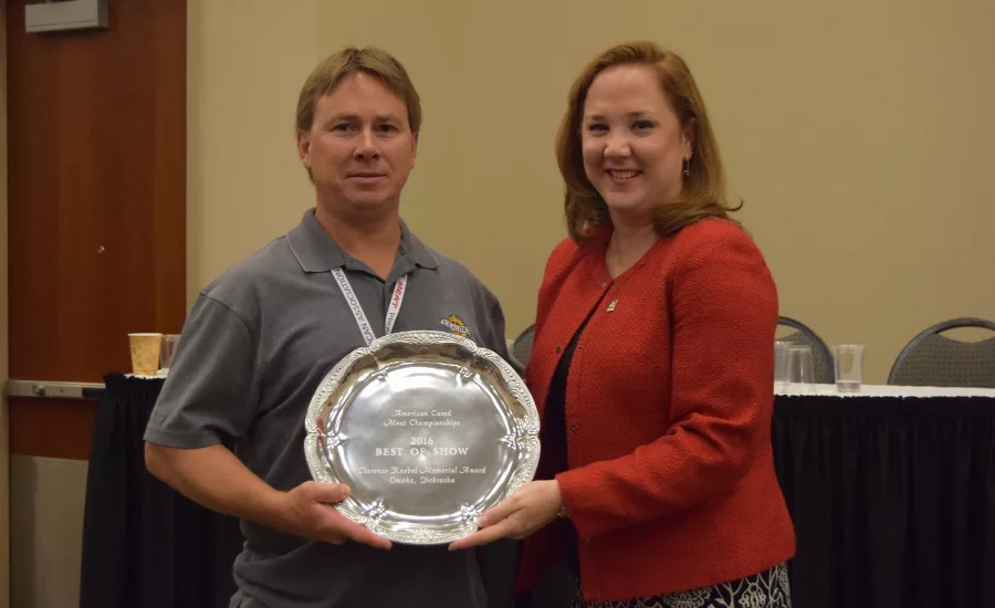 Jake Sailer of Sailer’s Food Market & Meat Processing, Elmwood, Wis., won the Best of Show Award.
