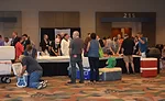Attendees at this year’s AAMP Convention line up to submit their products for the 2016 American Cured Meat Championships.
