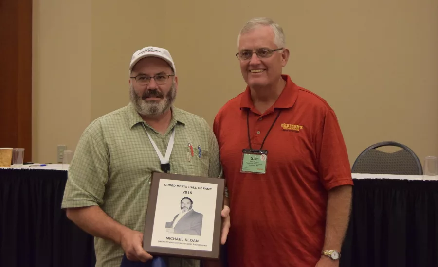 Mike Sloan of Hermann Wurst Haus, Hermann, Mo., was elected into the Cured Meats Hall of Fame.