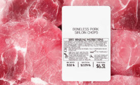 package of pork chops and label