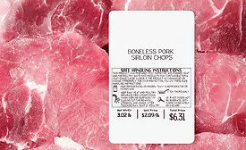 package of pork chops and label