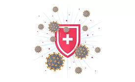 Immune system concept with medical shield