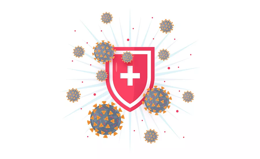 Immune system concept with medical shield