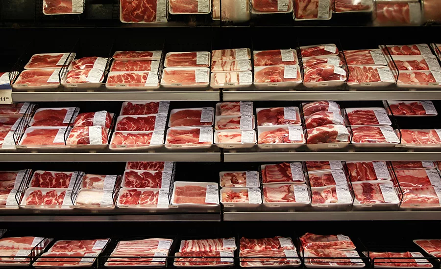 Meat department in a supermarket