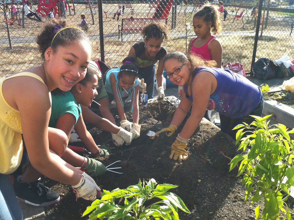 Children gardening