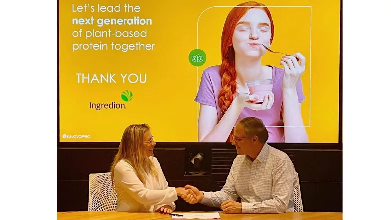 Jim Zallie and Taly Nechushtan ushering in the Ingredion and InnovoPro partnership