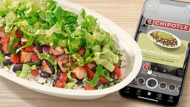 Chipotle bowl and Snapchat AR Lens