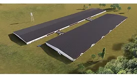All-steel gestation (top) and farrowing barns rendering