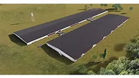 All-steel gestation (top) and farrowing barns rendering