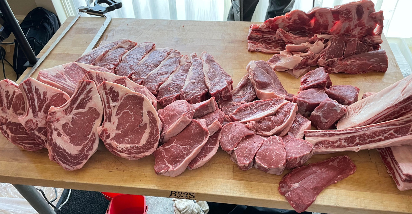 Steaks cut during the beef breakdown presentation