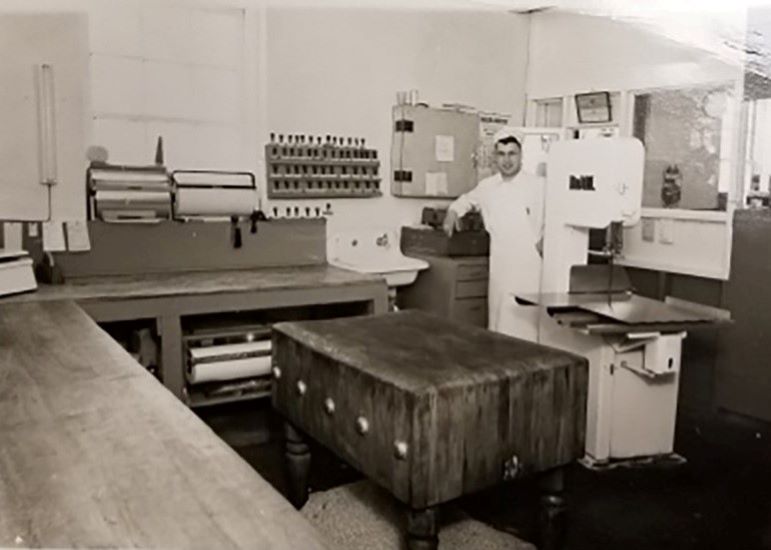 Merlyn Eickman on the original processing floor