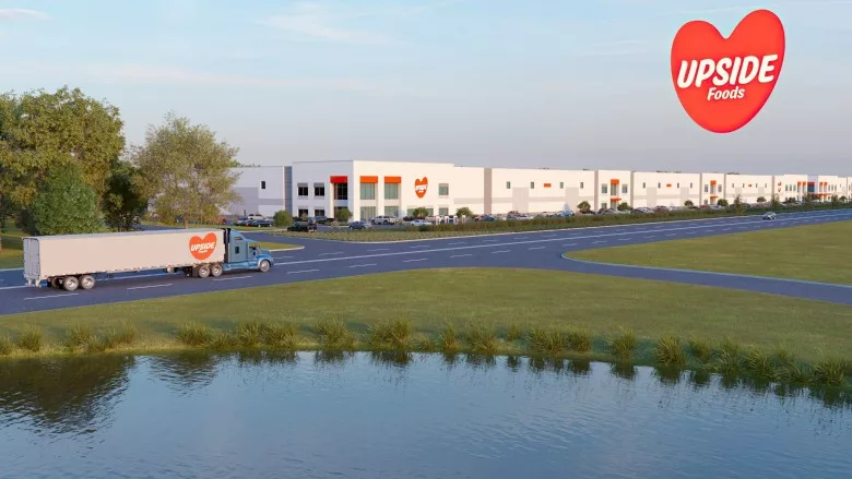 Upside Foods' first large-scale cultivated meat production plant, located in Glenview, Illinois