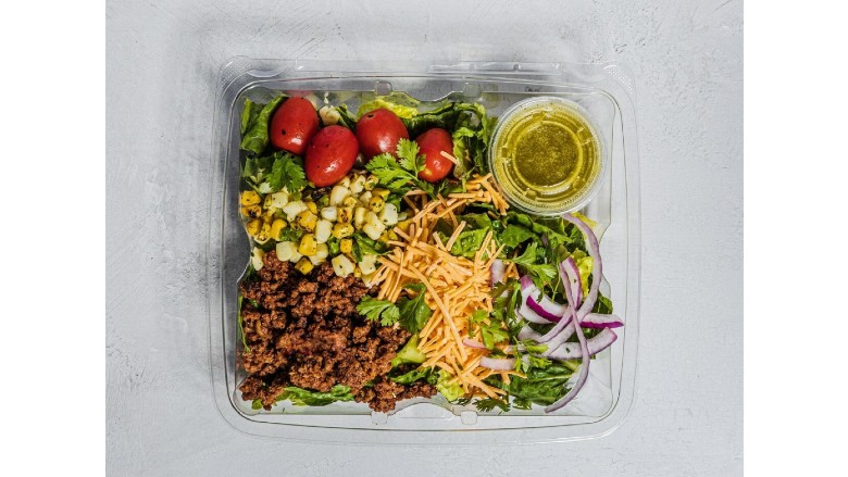 Foxtrot's Vegan Taco Salad made with Motif BeefWorks Plant-Based Grounds