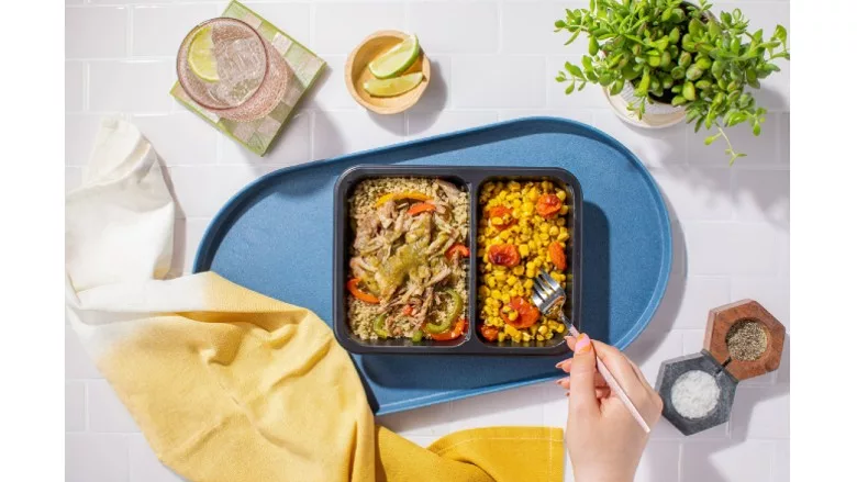 Tempo's Green Chili Pork with Quinoa, Fire Roasted Corn, and Peppers
