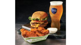 BurgerFi chicken wings, burger and beer