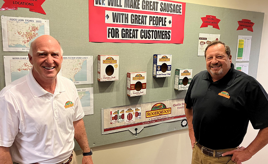 David Solana (left), president, CEO, and owner of Roger Wood Foods, and Mark Boles, sales manager
