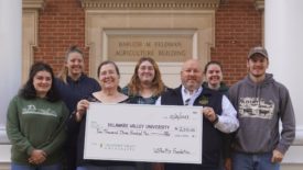 Delaware Valley University animal science department professor and other staff and students with the $2,310 USPOULTRY Foundation student recruiting grant