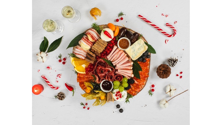Holiday-themed charcuterie board
