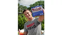 Tyler Cameron sharing the Applegate Organic Uncured Hot Dog Tyler Cameron sharing the Applegate Organic Uncured Hot Dog