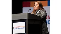 Dr. Catya Itzel Martínez Rivas speaking at La Cumbre Avícola Latinoamericana at the 2024 IPPE Dr. Catya Itzel Martínez Rivas, subregional representative of the World Organization for Animal Health for Central America and the Caribbean, speaking at La Cumbre Avícola Latinoamericana at the 2024 IPPE.