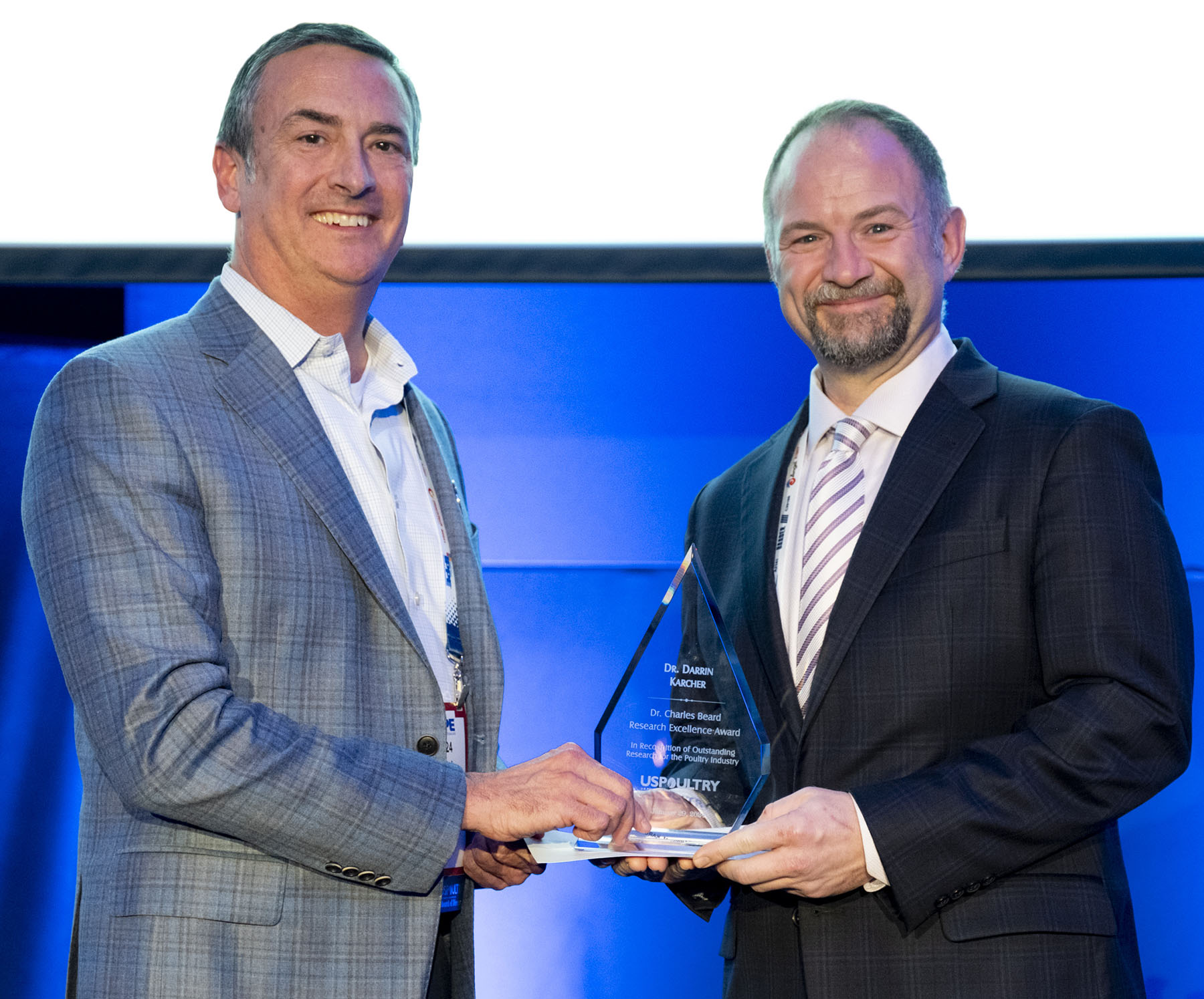 Dr. Darrin Karcher presented USPOULTRY Dr. Charles Beard Research Excellence Award