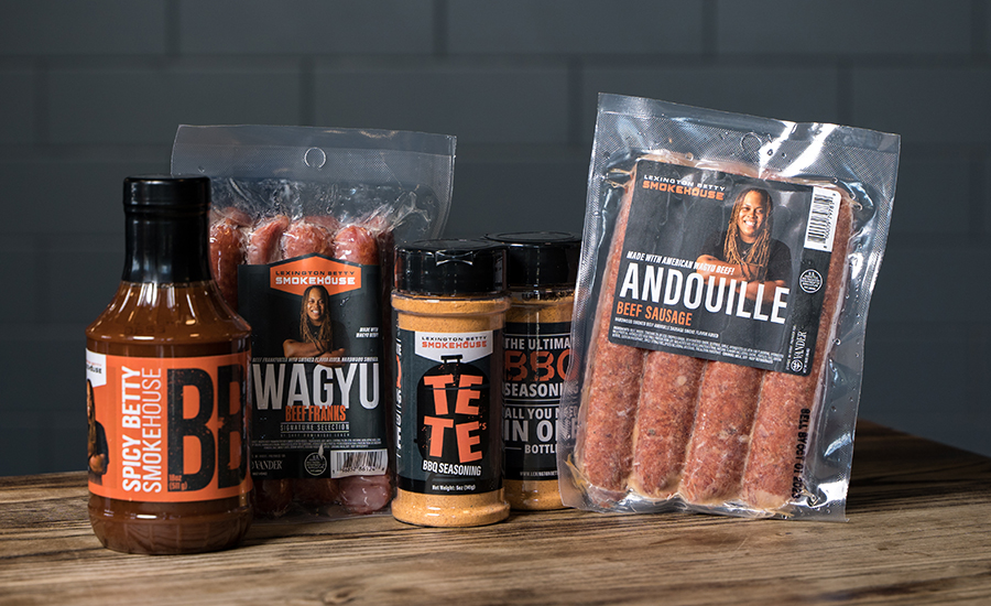 sausage, bbq sauce and seasoning