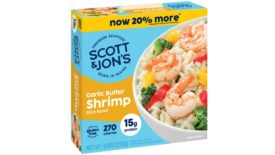 Garlic Butter Shrimp frozen meals from Scott & Jon's