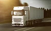 Road transport with a refrigerated trailer. Road transport with a refrigerated trailer.