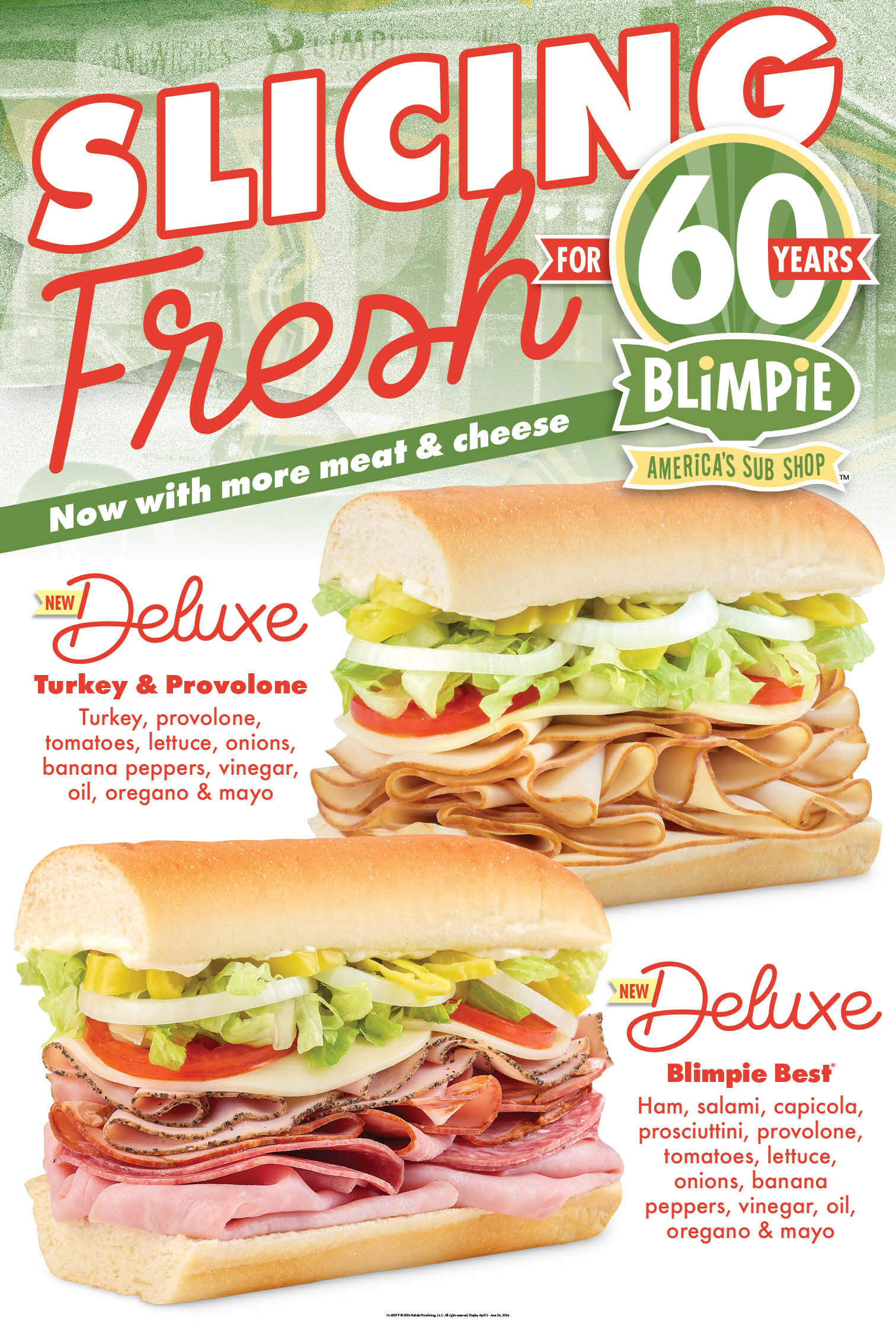 Blimpie's New Deluxe Turkey & Provolone and Deluxe Blimpie Best, featuring more meat and cheese