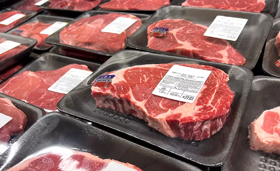 USDA Choice Beef Rib Eye Steaks for sale at a supermarket