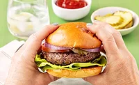 woman eating a burger