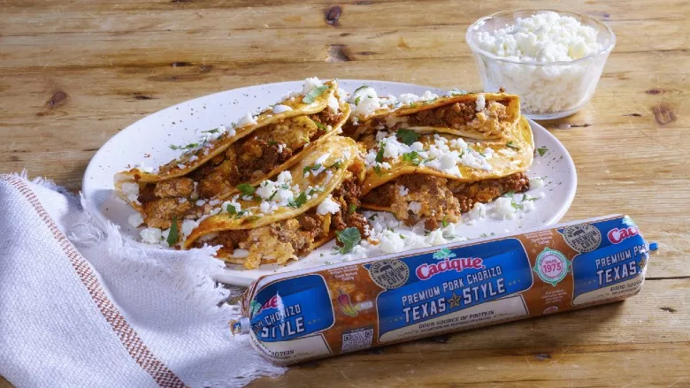Vaquero Breakfast Tacos with Cacique Texas-Style Premium Pork Chorizo