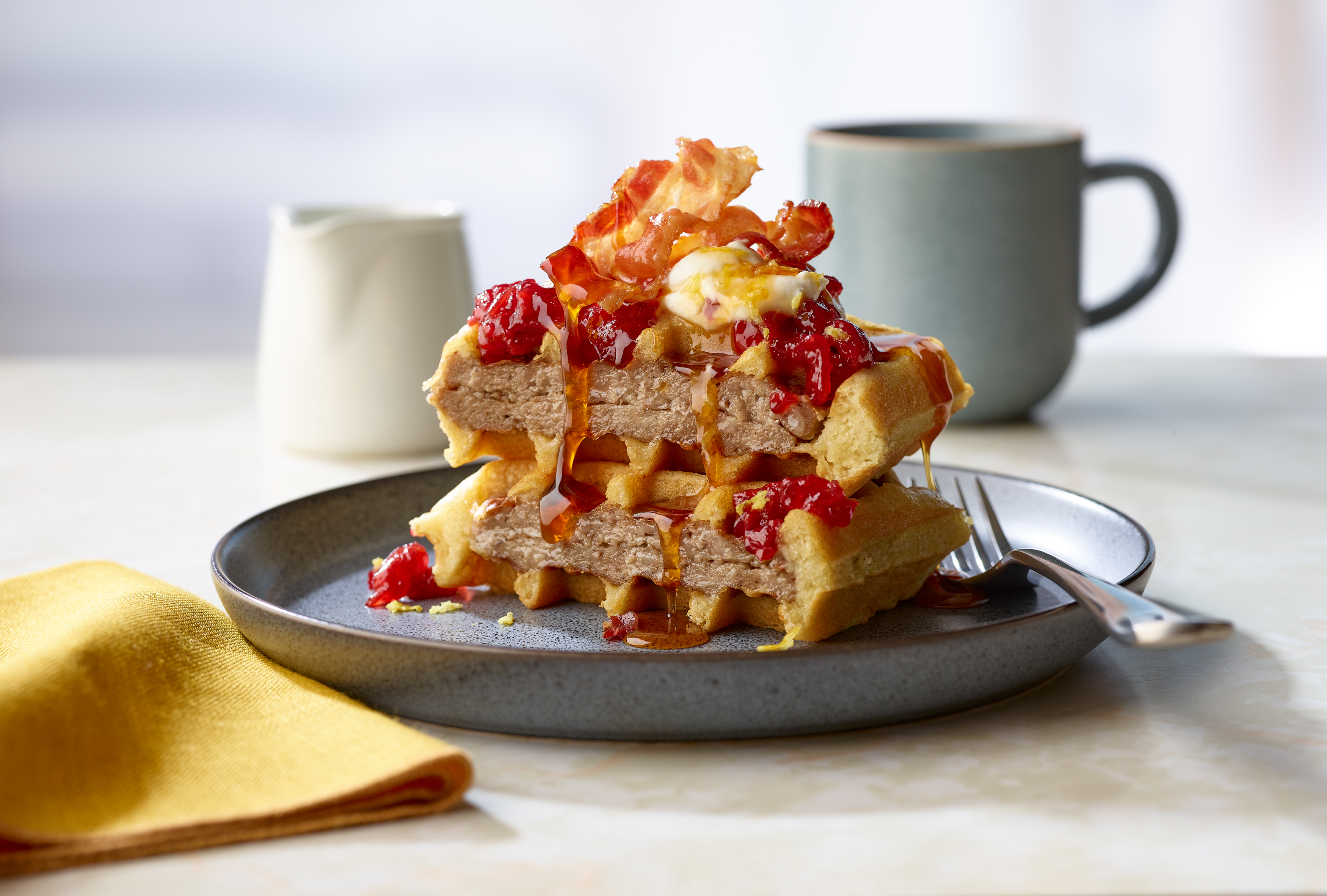 Sausage-stuffed waffle