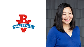 Burgerville logo (L), May Han headshot (R)