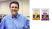 Mark Singleton, Rudolph Foods (L); Southern Recipe pork rinds (R)