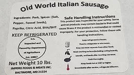 Uninspected pork sausage label