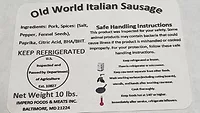 Uninspected pork sausage label