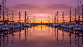Port at sunset