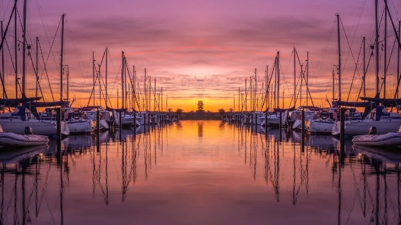 Port at sunset