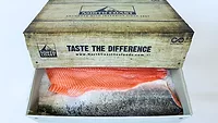 North Coast recyclable box open with salmon