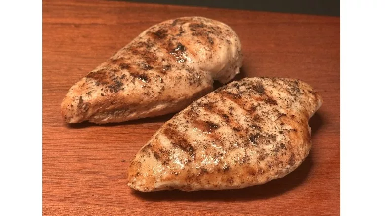 Conventional chicken breast next to Demolish Chicken Breasts