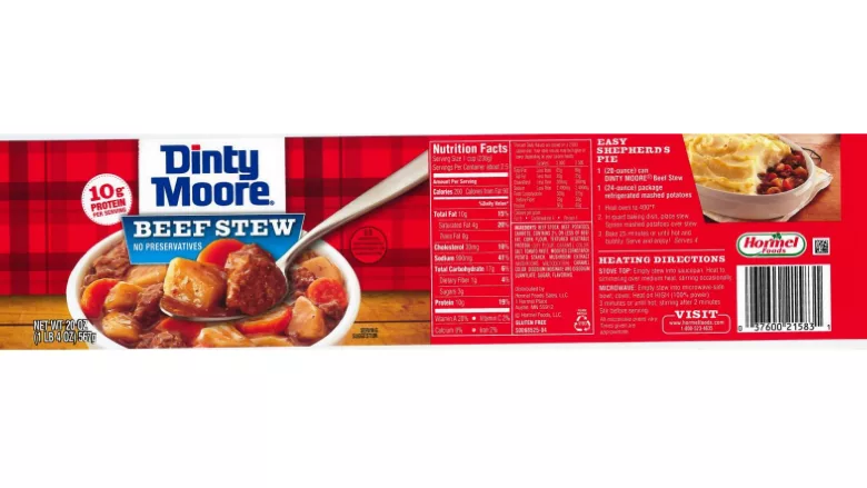 Recalled beef stew product