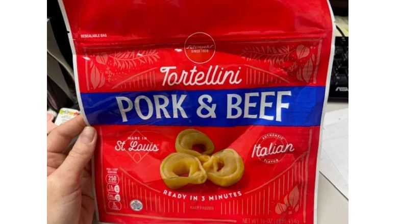 Misbranded pork and beef tortellini product