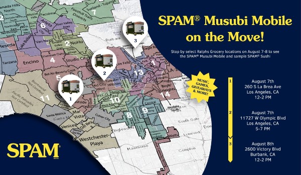 Spam Musubi Mobile visits select Ralphs locations in Southern California.