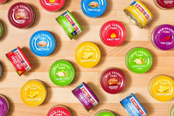 The Bumble Bee Snackers family in six flavors: Tuna Salad, Chunk Light Tuna, Sweet Heat, Thai Chili, Lemon Pepper and Hickory Smoke.