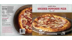 Uncured pepperoni pizza product