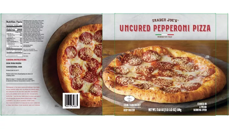 Uncured pepperoni pizza product