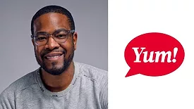 Sean Tresvant headshot with Yum Brands logo
